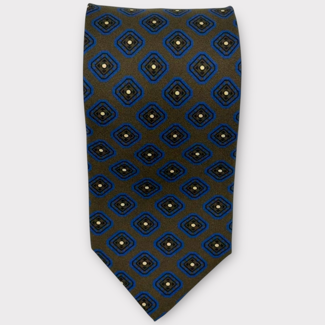 Navy on Brown medallion Tie