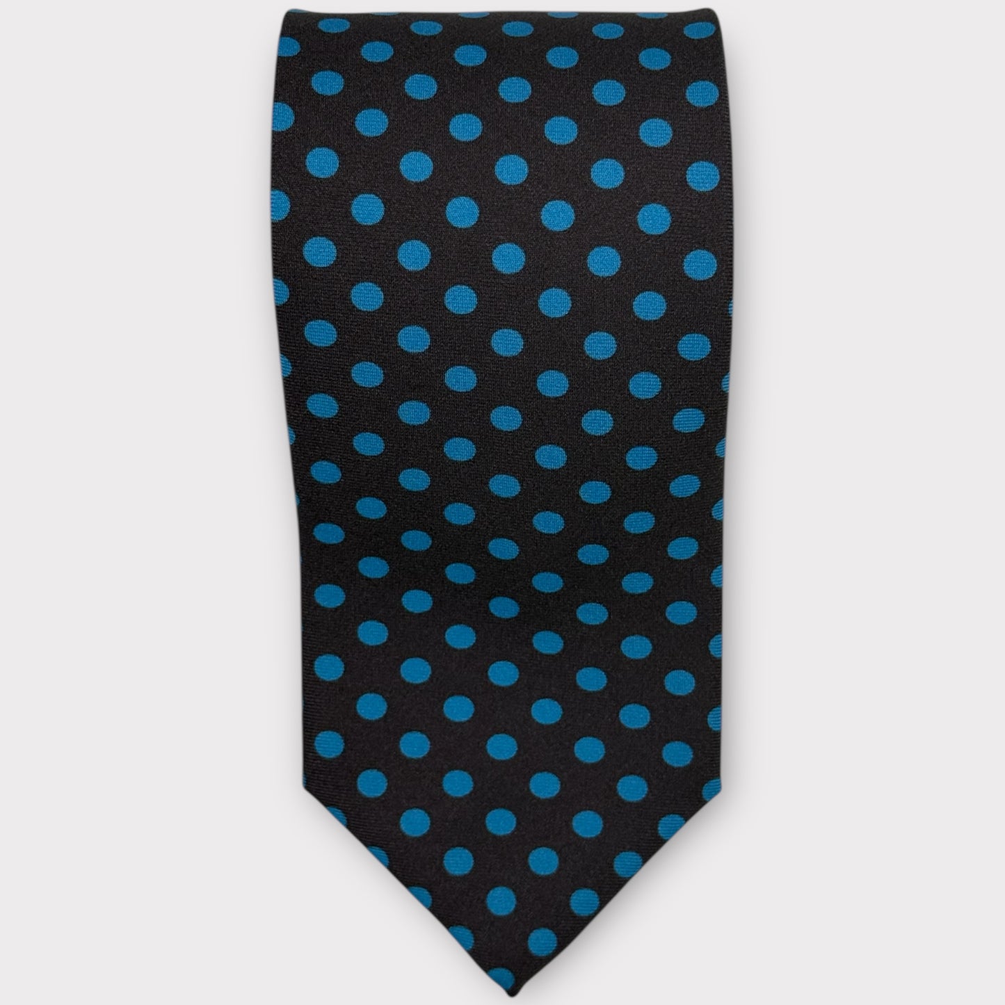 Brown and blue small polka dot tie