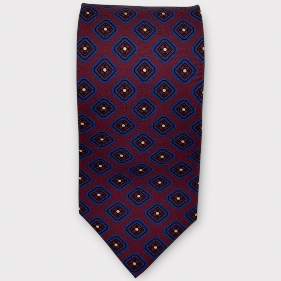 Navy on Claret medallion Tie