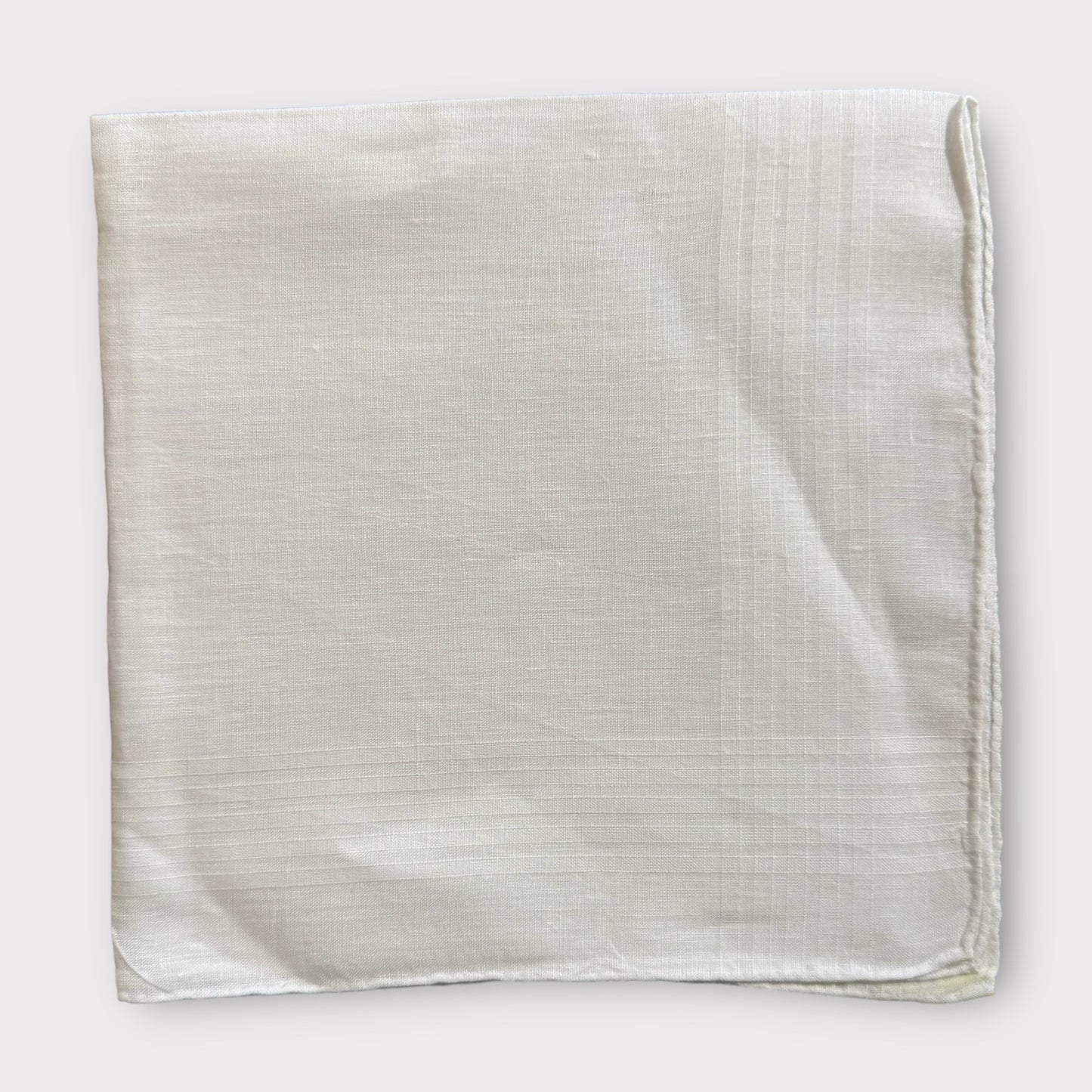 White Linen pocket square with hand rolled edges
