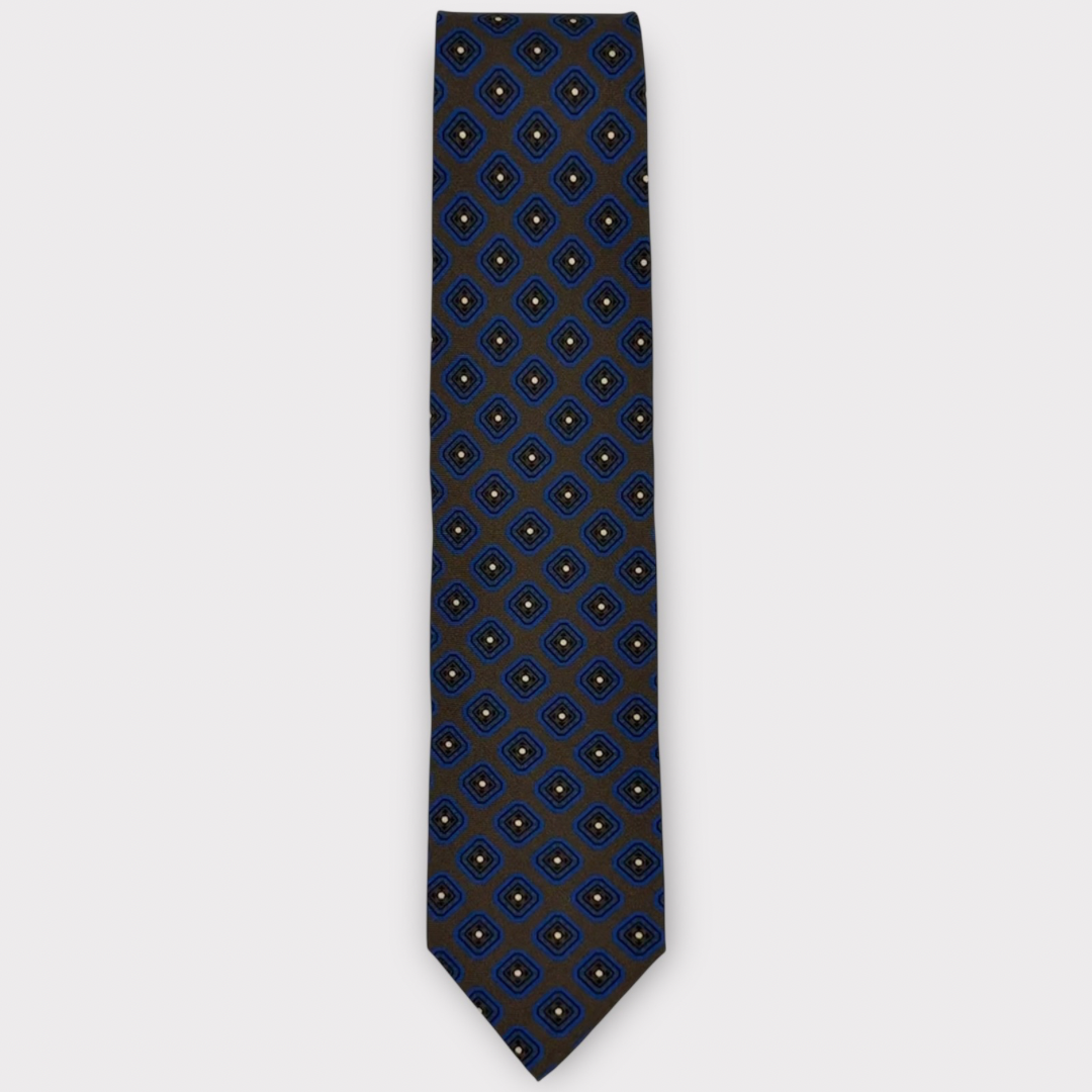 Navy on Brown medallion Tie