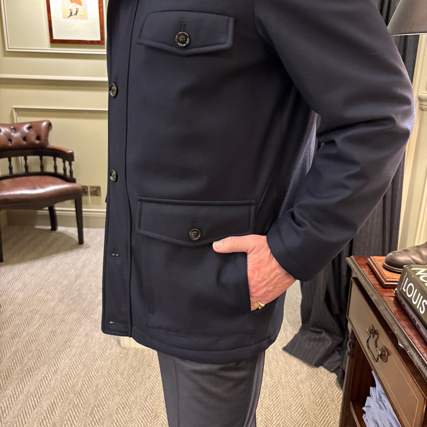 Rhodes Wood quilted jacket with detachable Lambskin collar