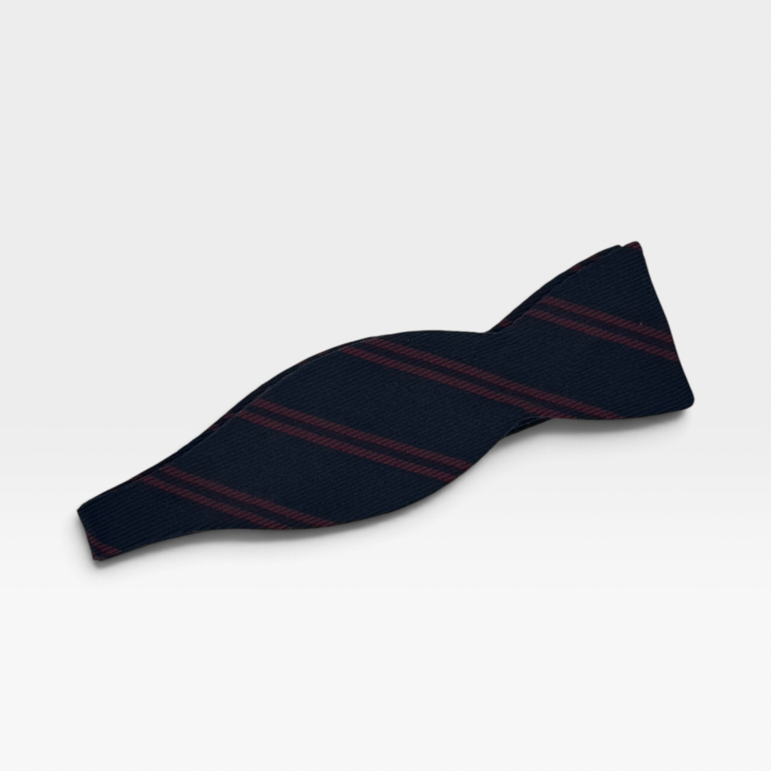 Navy & Red Striped Bow Tie