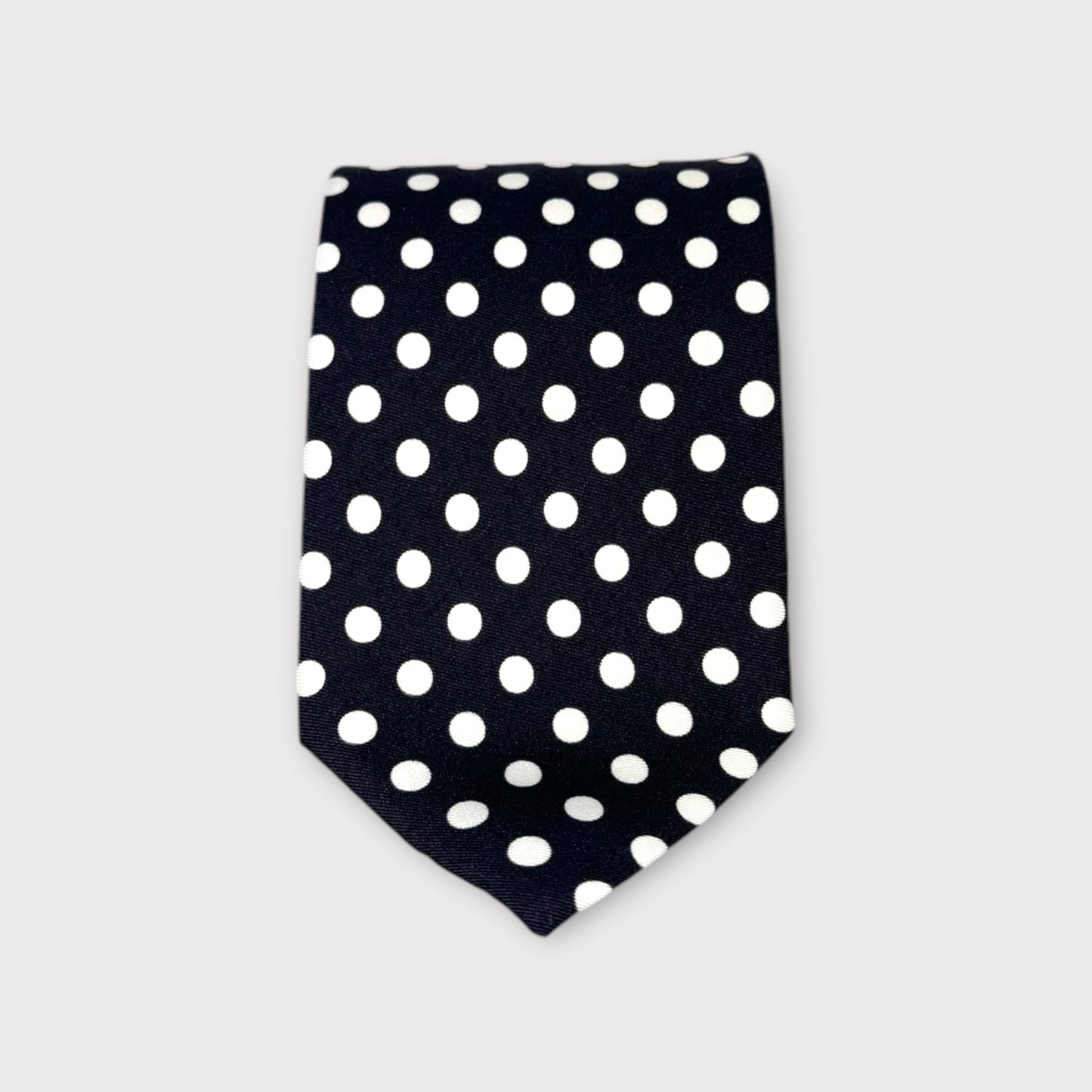 Navy and White polka dot Tie