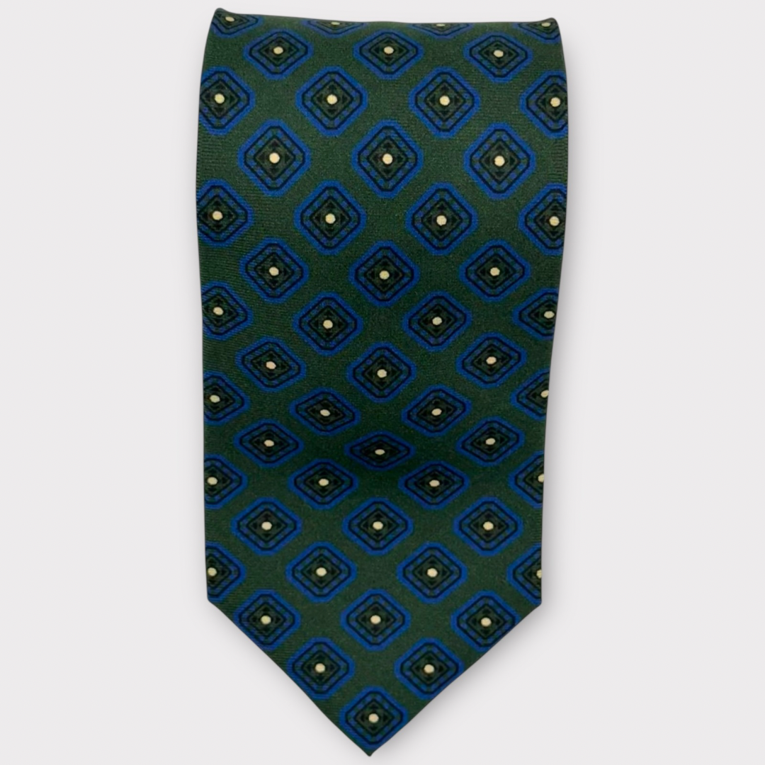Navy on Green medallion Tie