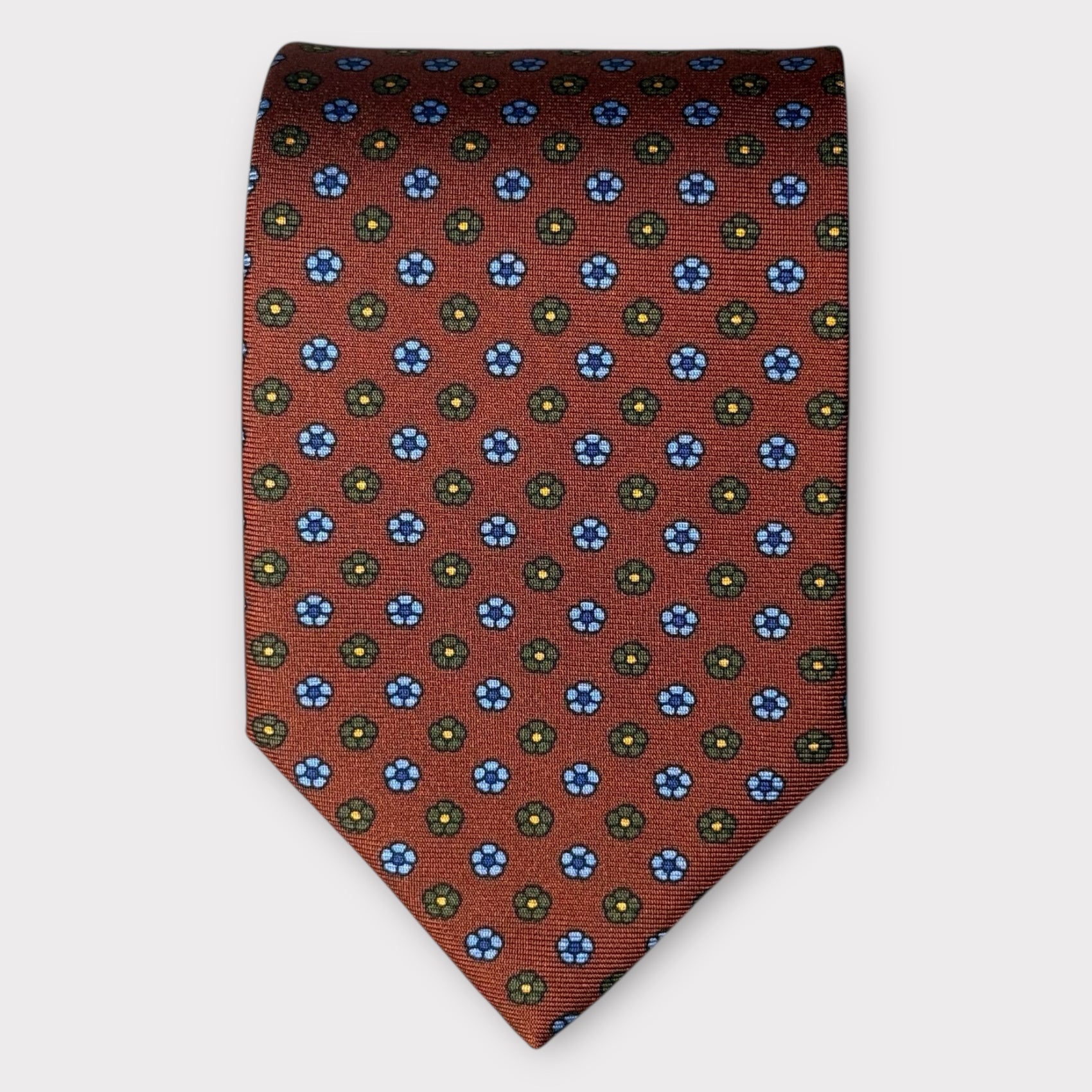 Copper and Blue medallion Tie
