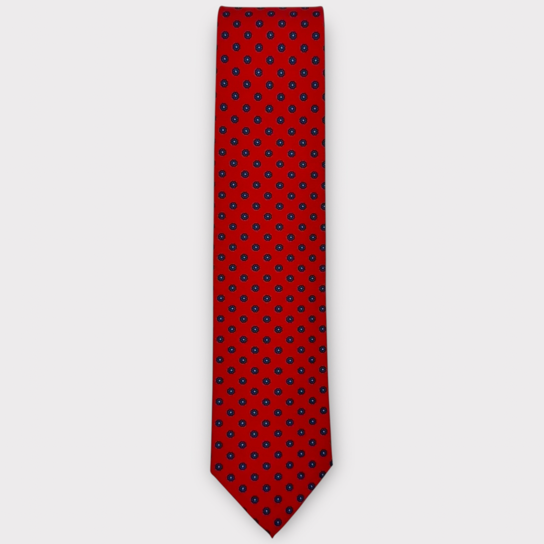 Red and Navy Blue Medallion Tie