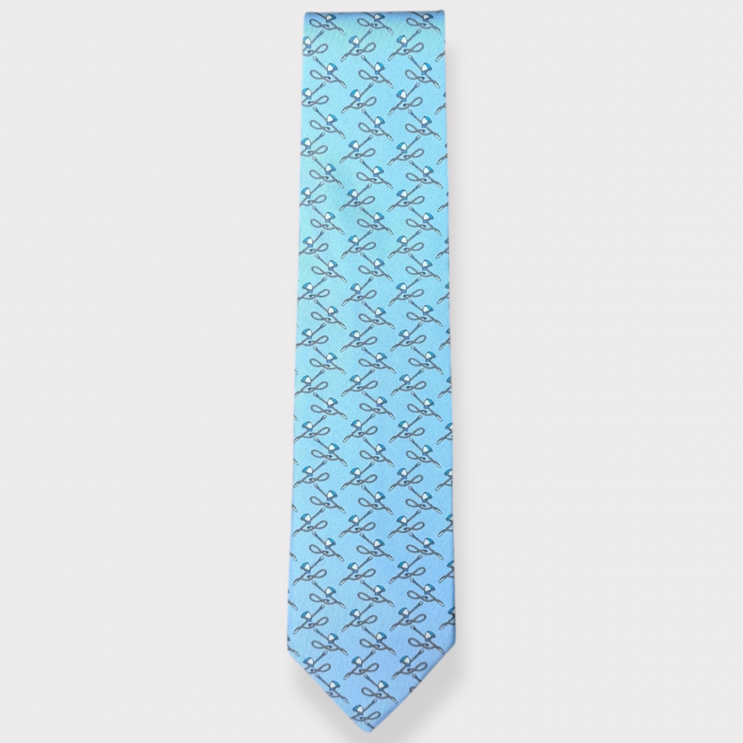 Blue Horse crop and hat tie