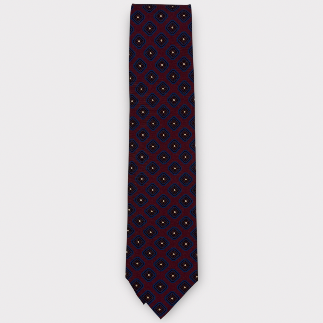 Navy on Claret medallion Tie