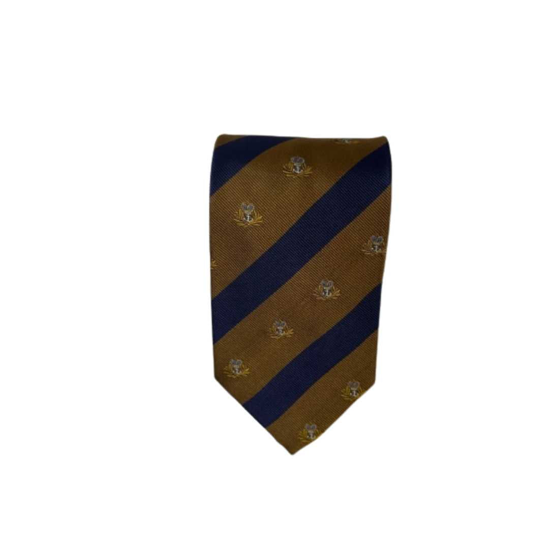 Rhodes Wood Beige and Navy club stripe tie