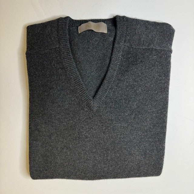 Rhodes Wood Charcoal Cashmere V neck
