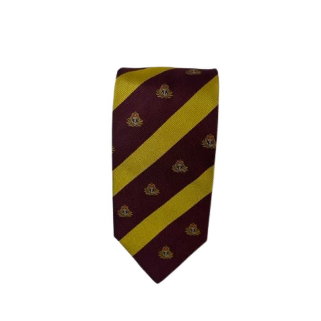Rhodes Wood Claret and Yellow club stripe tie