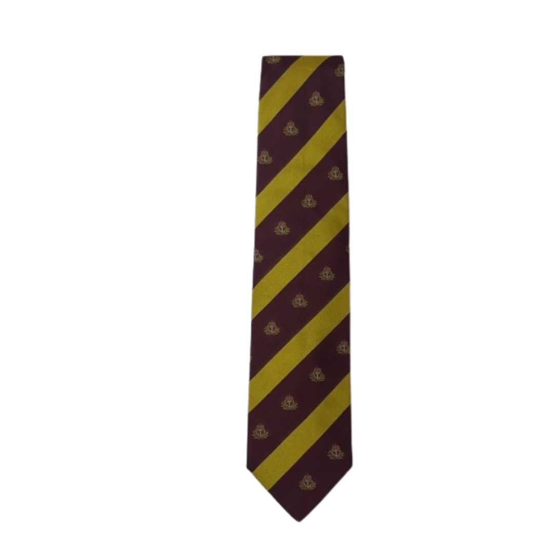 Rhodes Wood Claret and Yellow club stripe tie