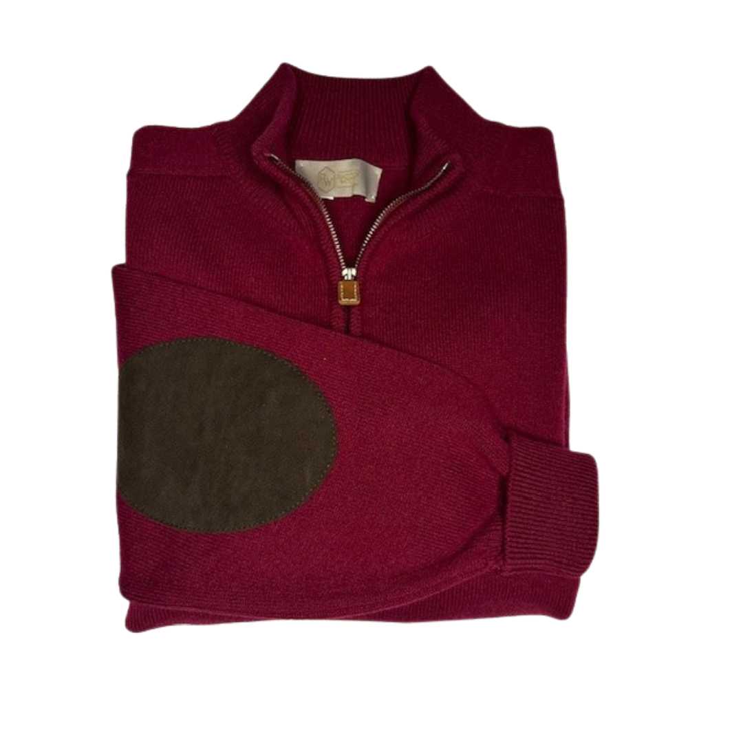 Rhodes Wood Claret 2 ply super Geelong 1/4 Zip