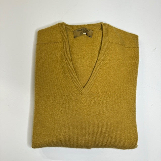Rhodes Wood Mustard Cashmere V neck