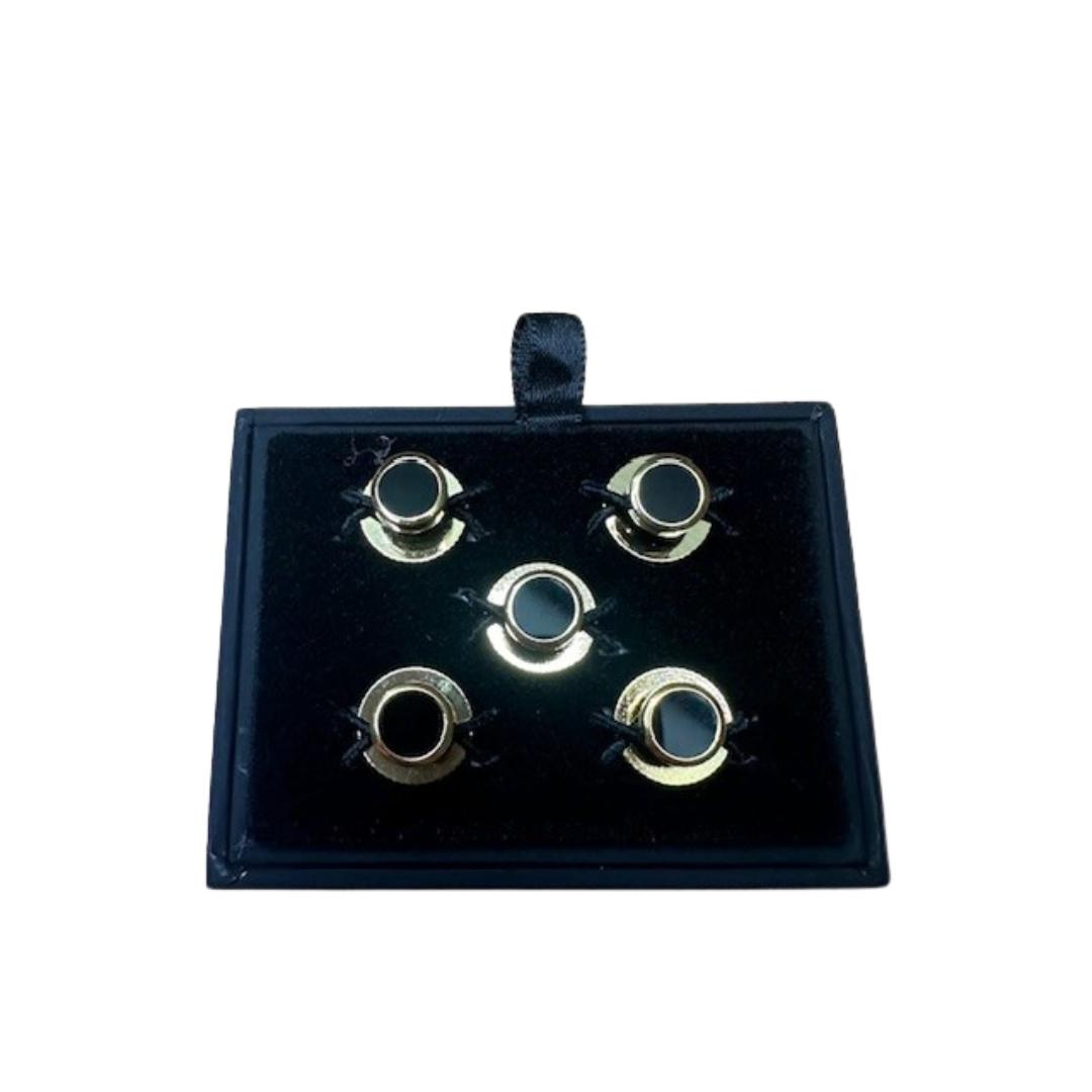 Rhodes Wood Gold and Black Dress studs