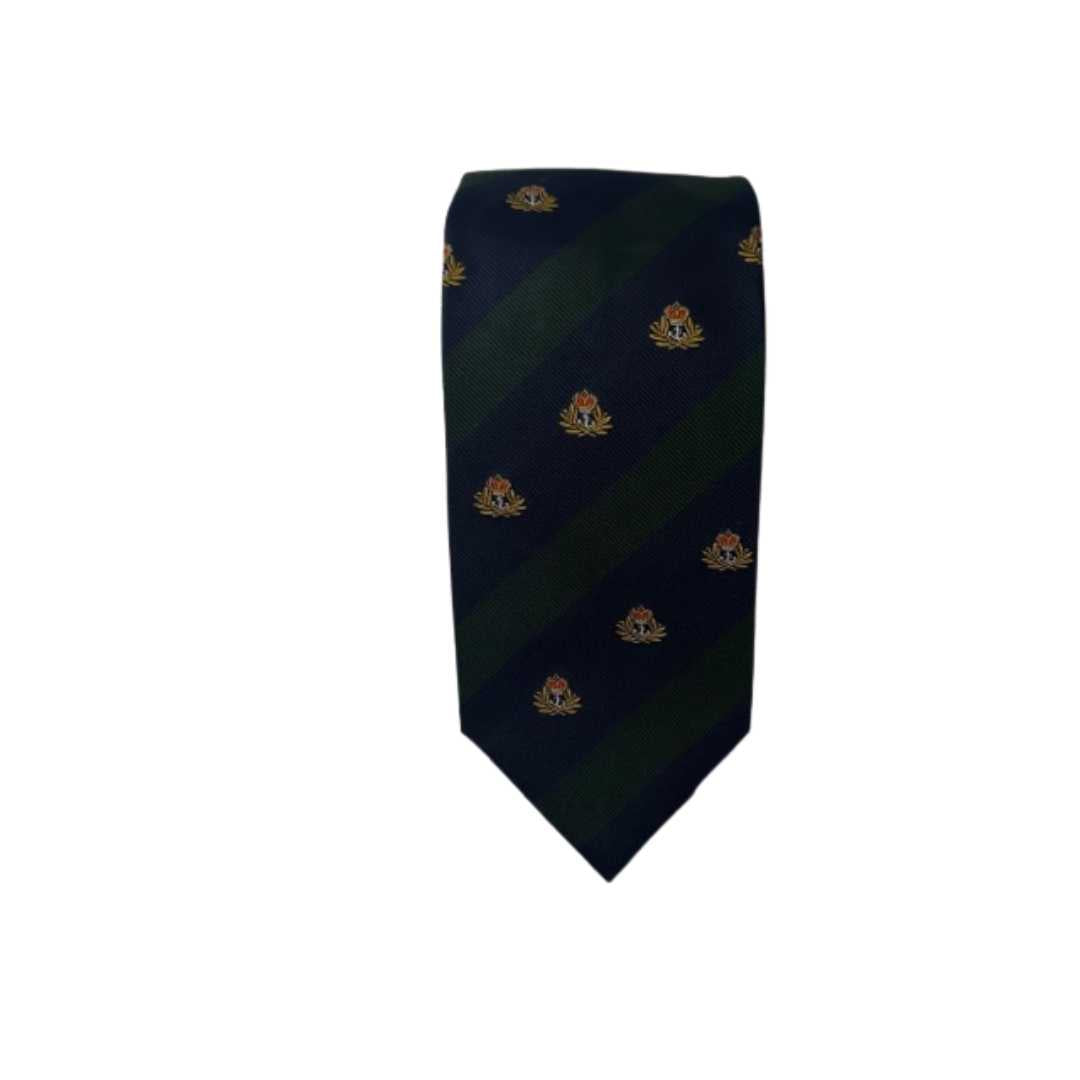 Rhodes Wood Navy and Green  club stripe tie