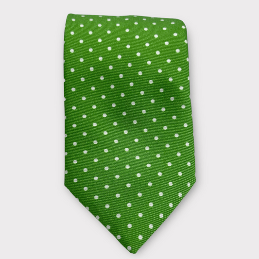 green and white spot tie