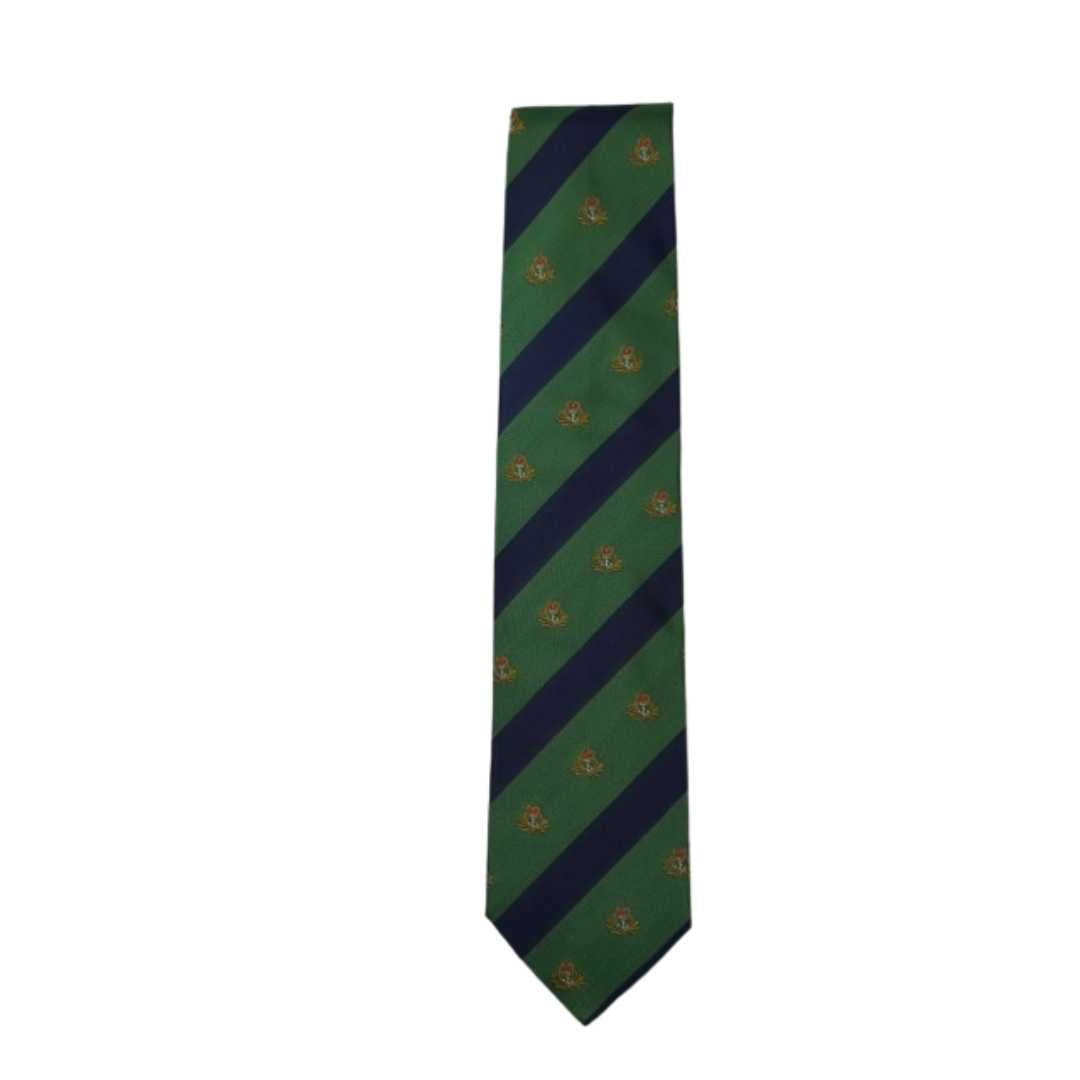 Rhodes Wood Green and Navy  club stripe tie