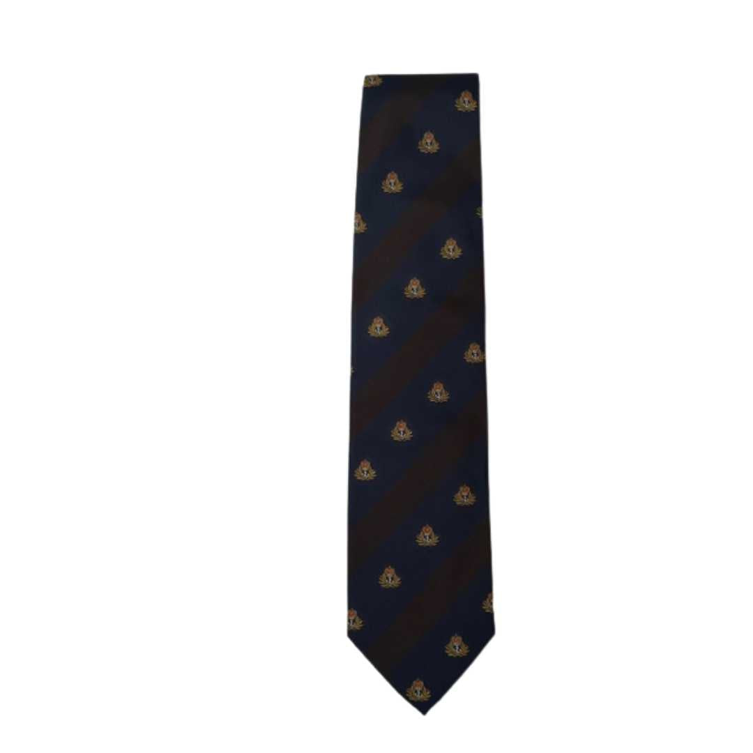 Rhodes Wood Navy and Brown club stripe tie