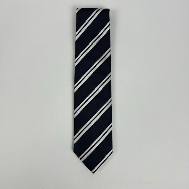 Navy and White striped tie