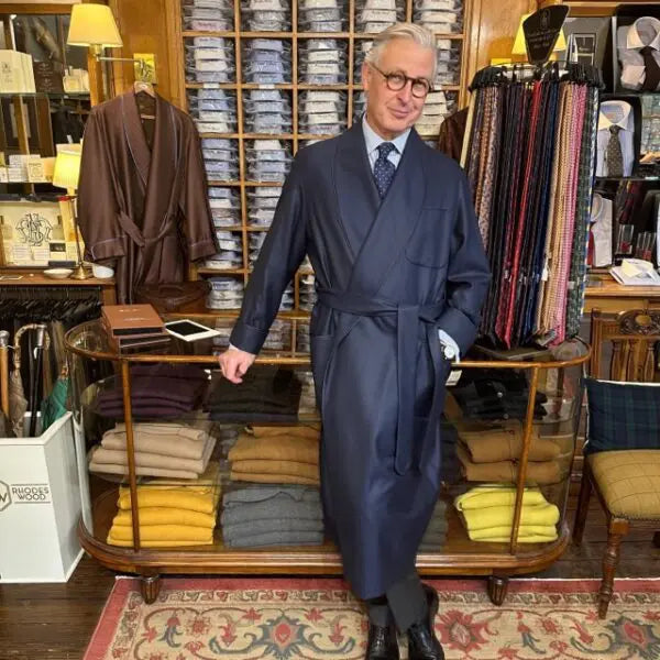 Navy Worsted Dressing gown