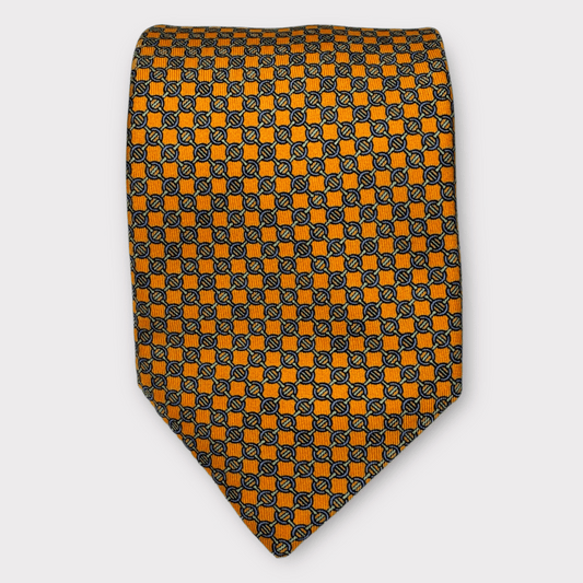 Rhodes wood orange chain link tie