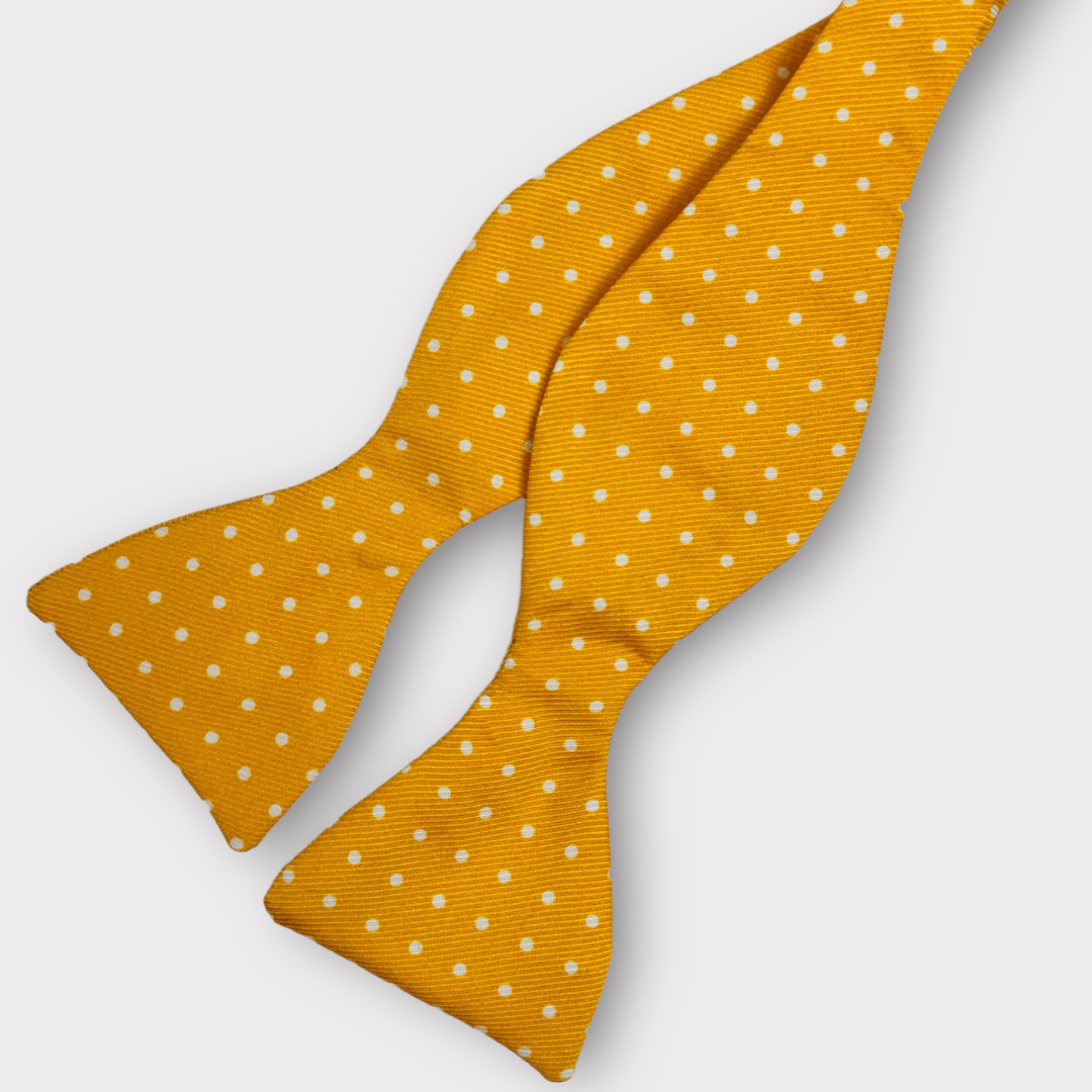Yellow and white spot Bow tie