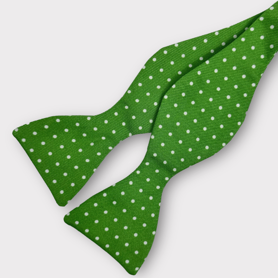 Green and white spot Bow tie
