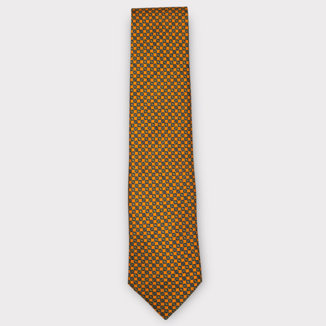 Rhodes wood orange chain link tie