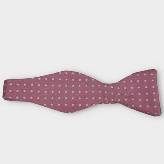 pink and white spot Bow tie