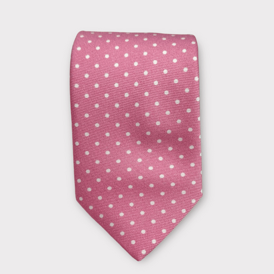 Pink and white spot tie
