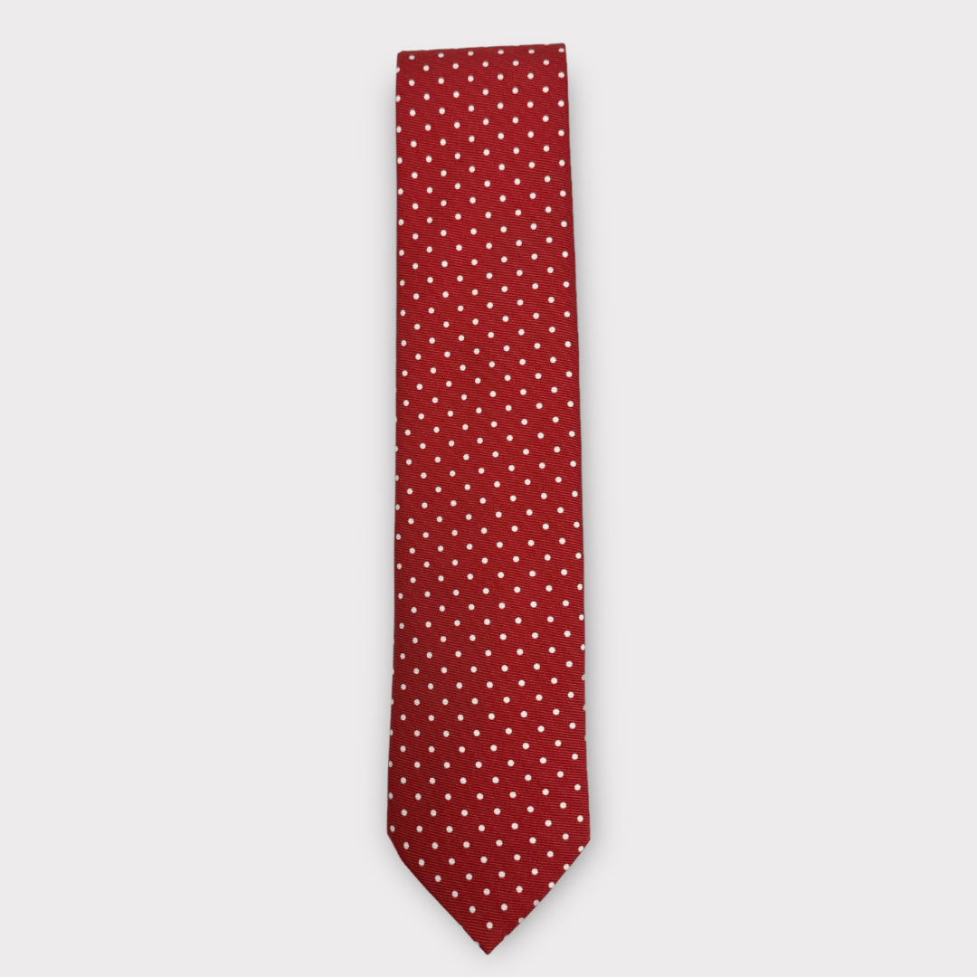 Red and white spot tie