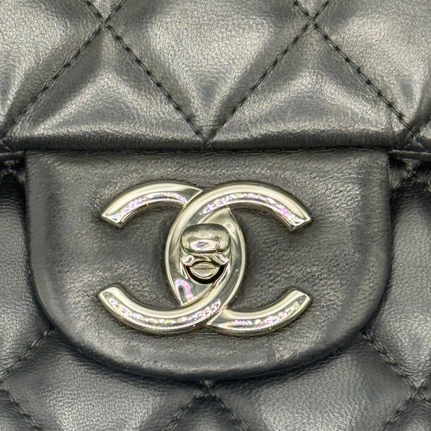 Black Chanel bag with silver Hardware