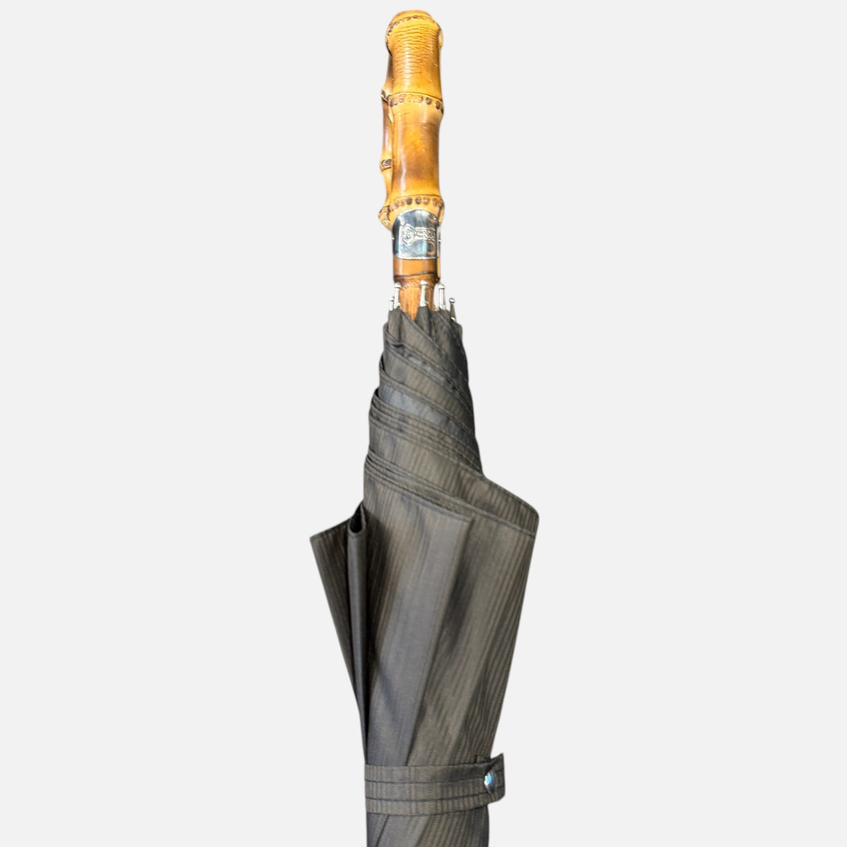 Brown Stripe Umbrella With Wanghee Handle