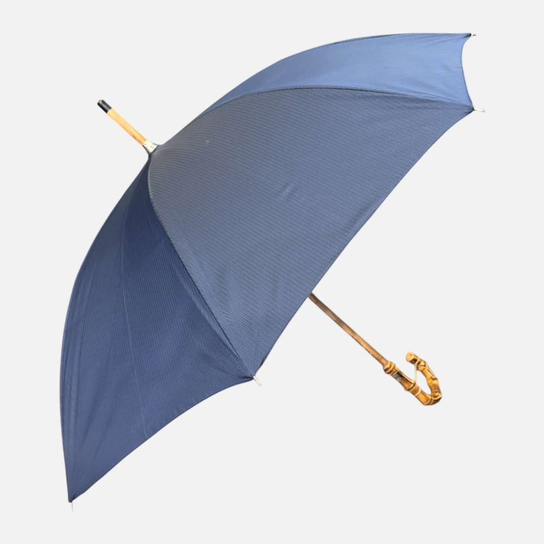 Navy Stripe Umbrella With Wanghee Handle