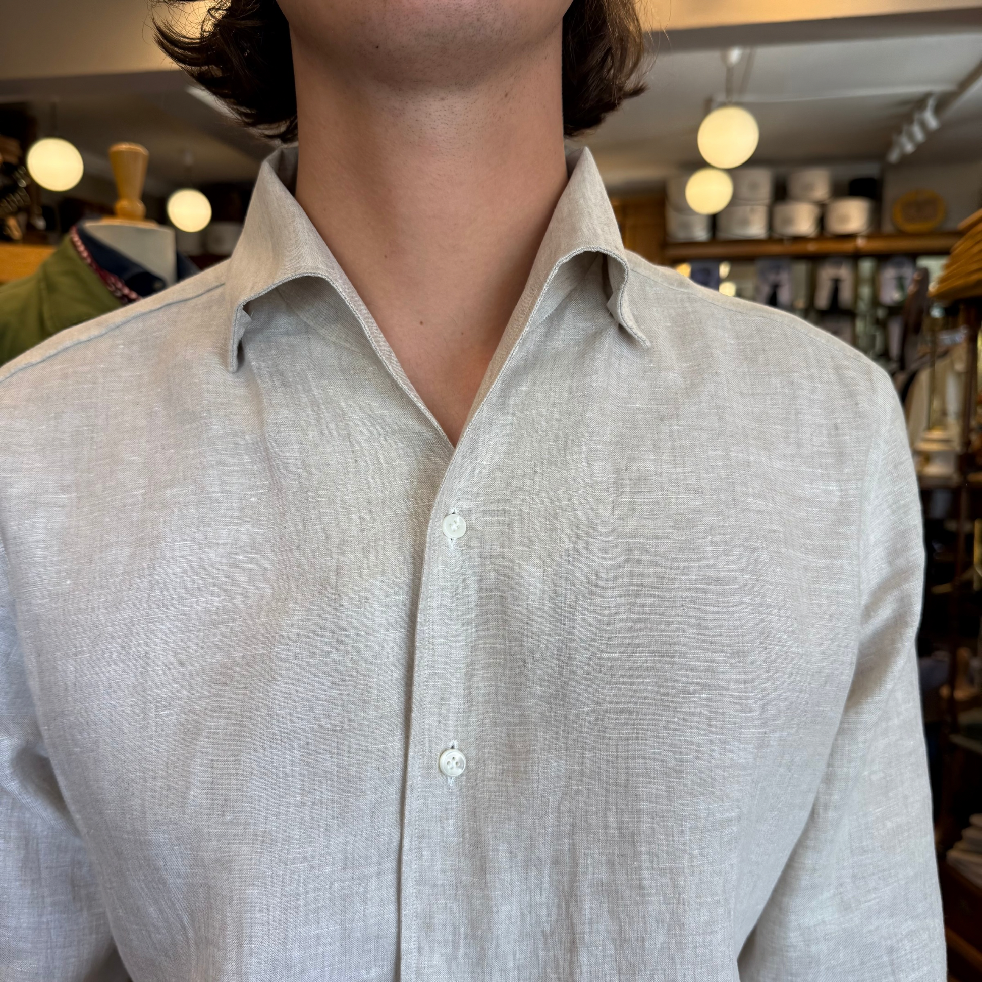 Linen blind button down shirt