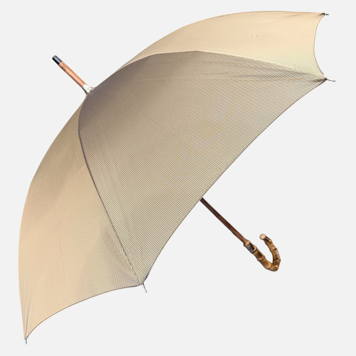 Beige stripe umbrella with a Wanghee handle