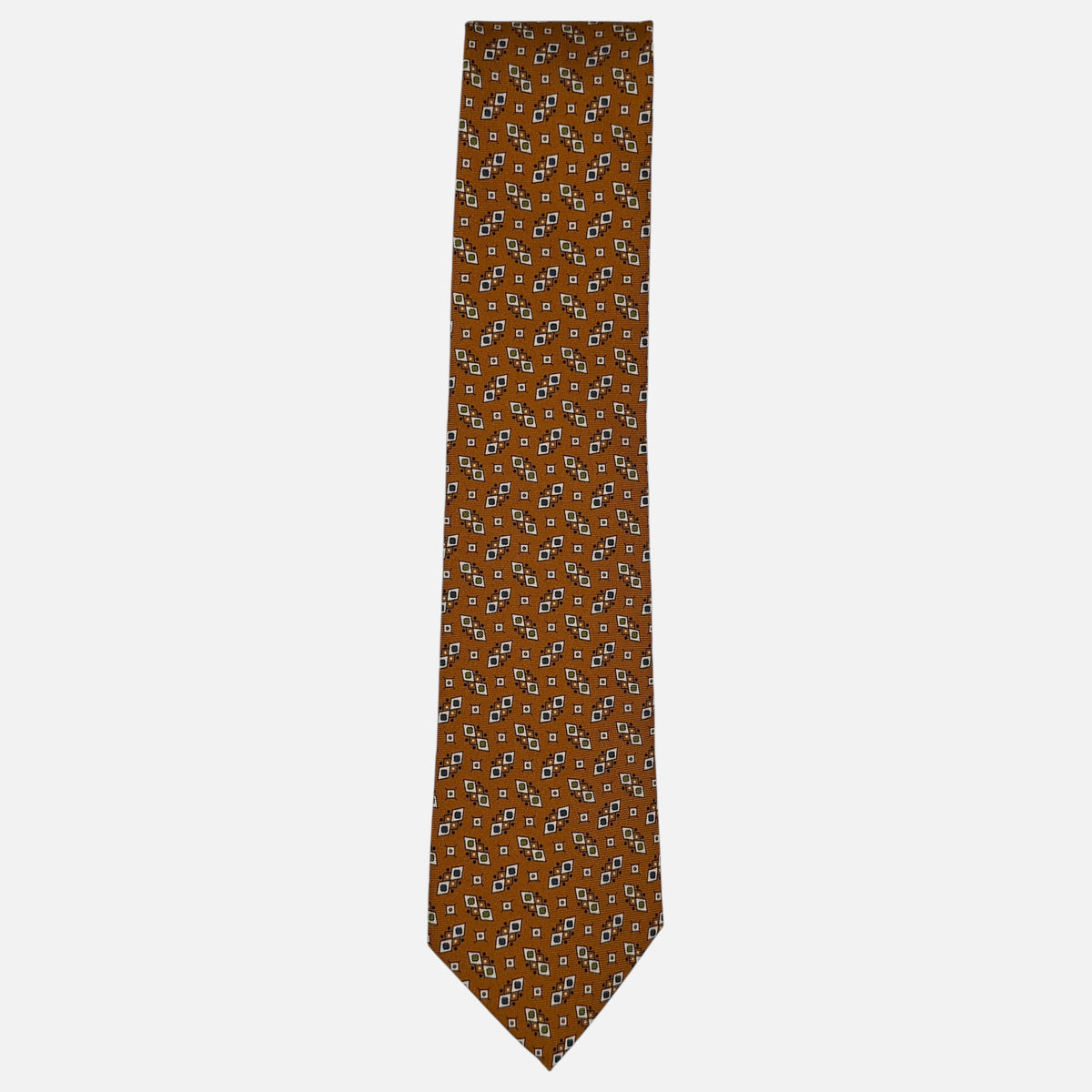 An amber colour geometric necktie 