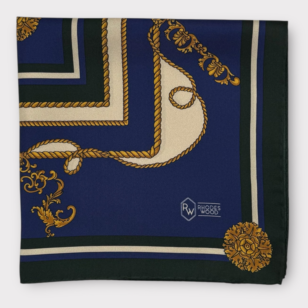 Rhodes Wood chain & rope pocket square