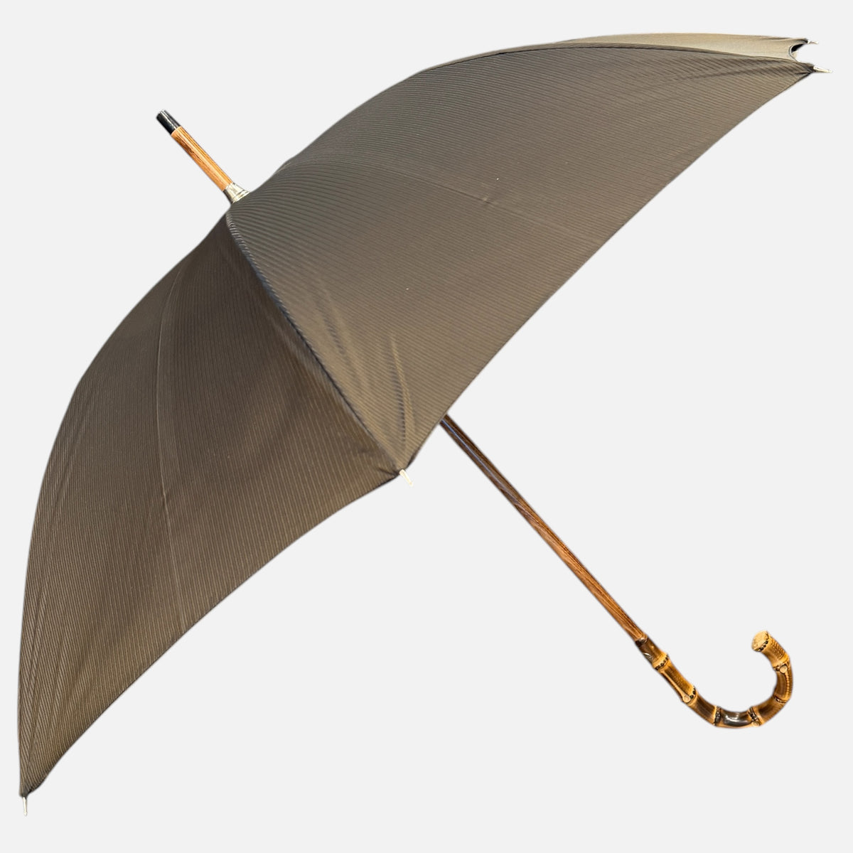 Brown Stripe Umbrella With Wanghee Handle