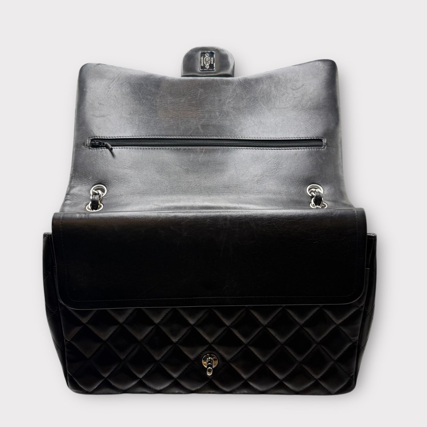 Black Chanel bag with silver Hardware
