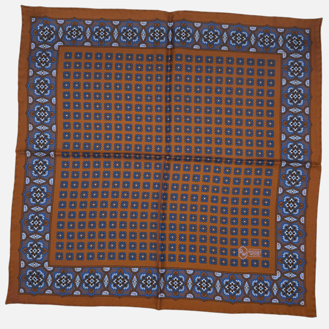 A tobacco colour tile pocket square.