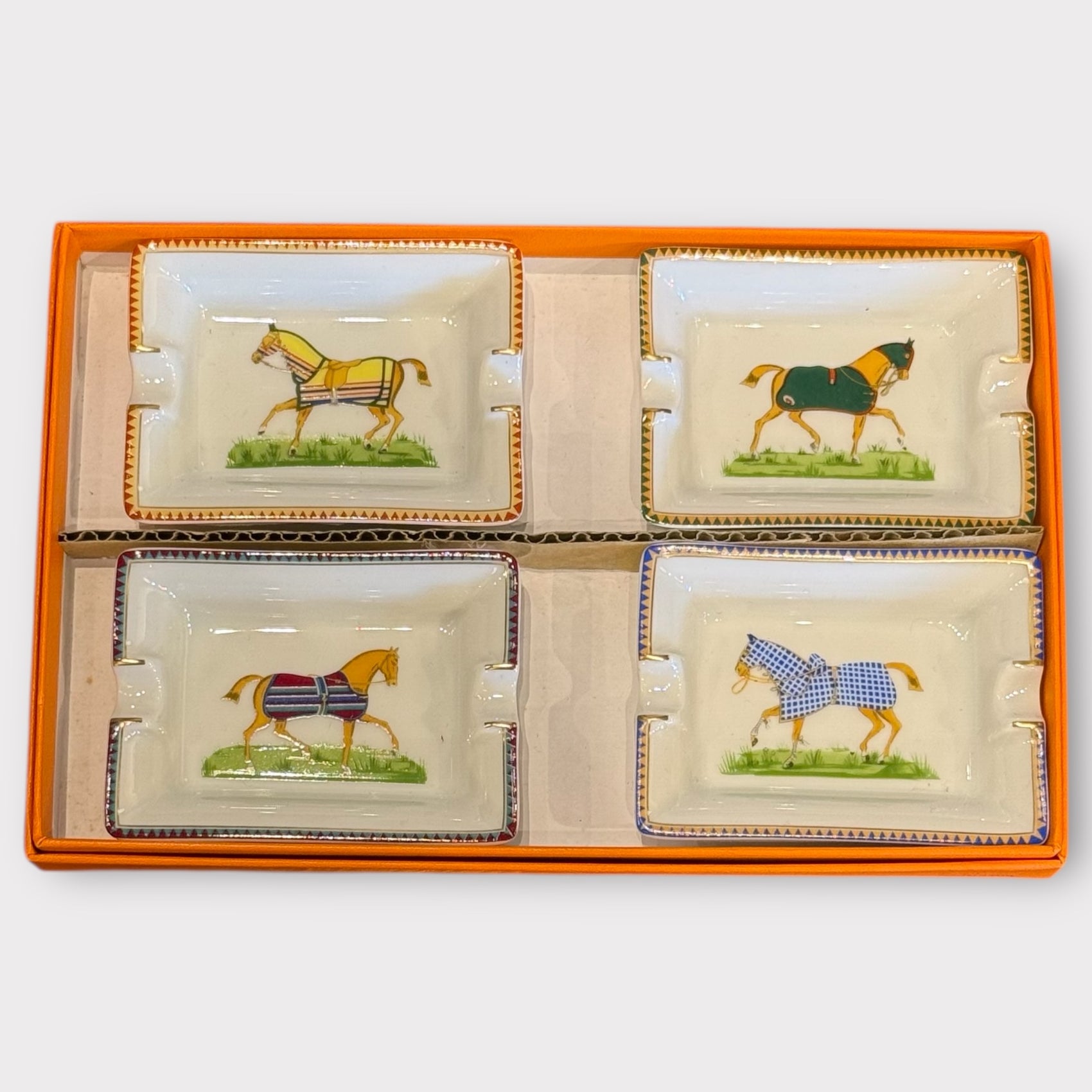 Set of 4 mini Hermes ashtrays