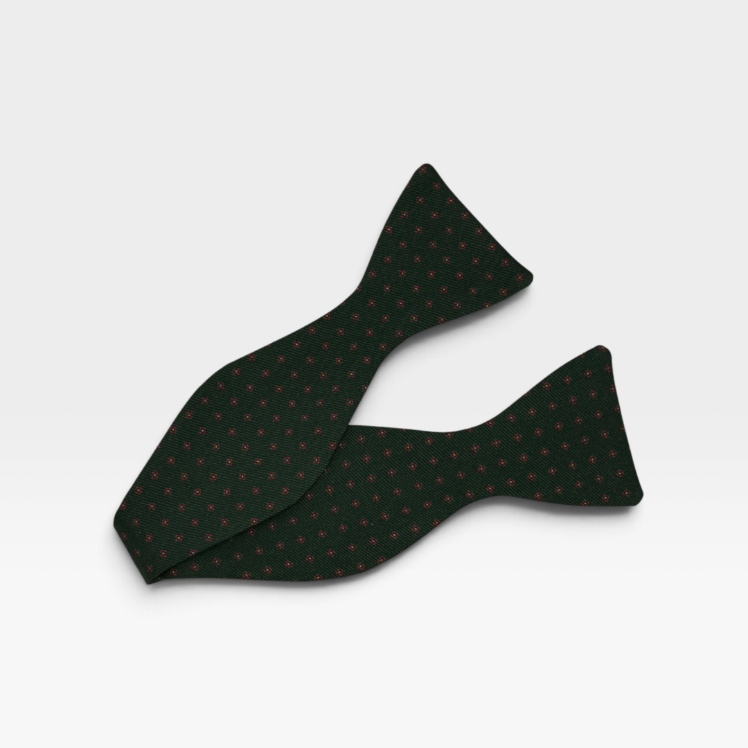 Self tie, green medallion bow tie 
