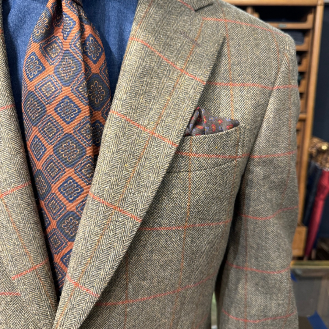 Jacket with Orange window pane Check