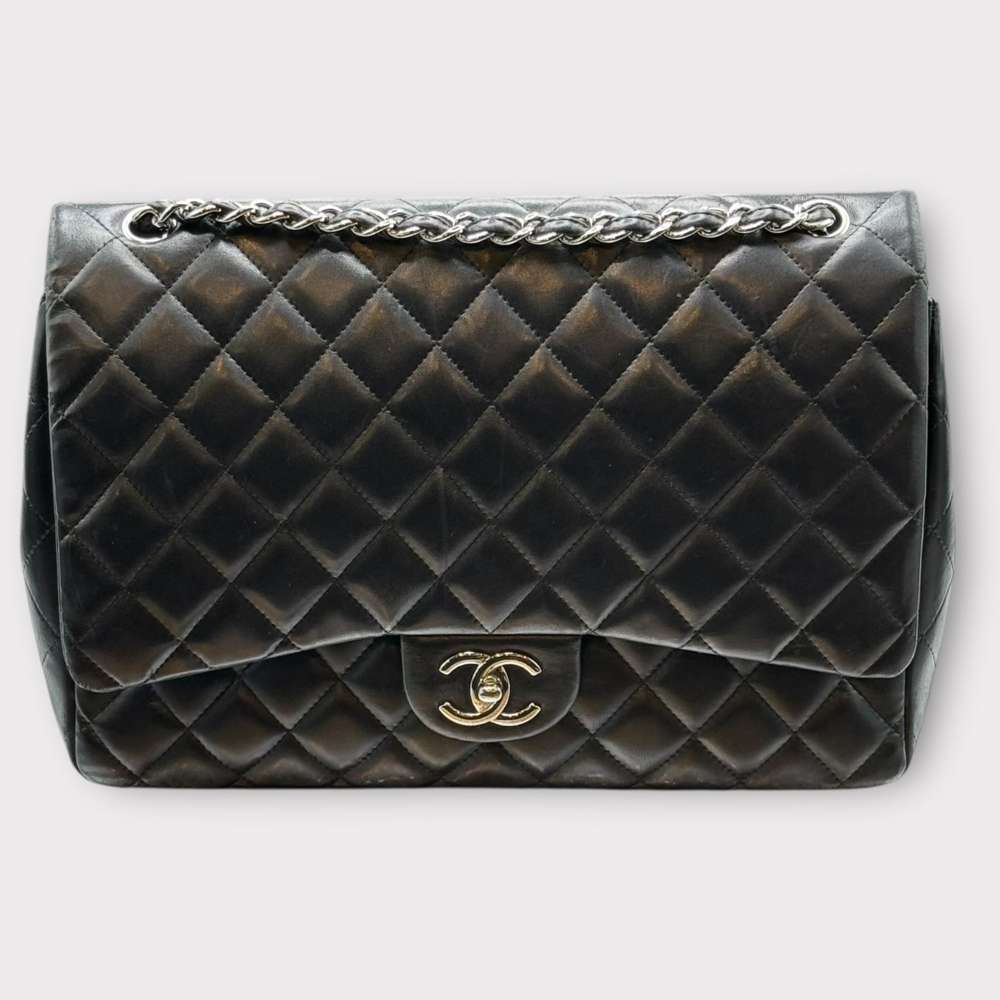 Black Chanel bag with silver Hardware