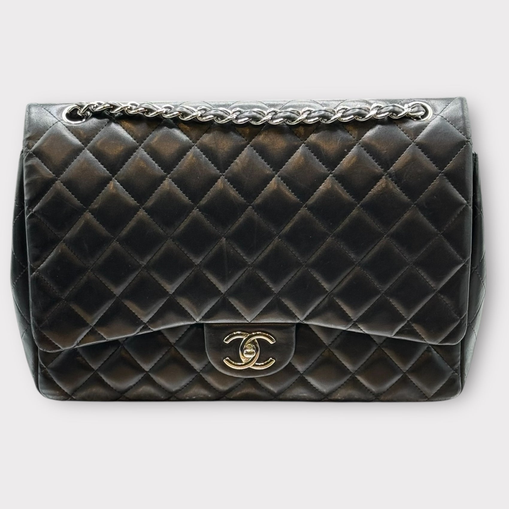 Black Chanel bag with silver Hardware