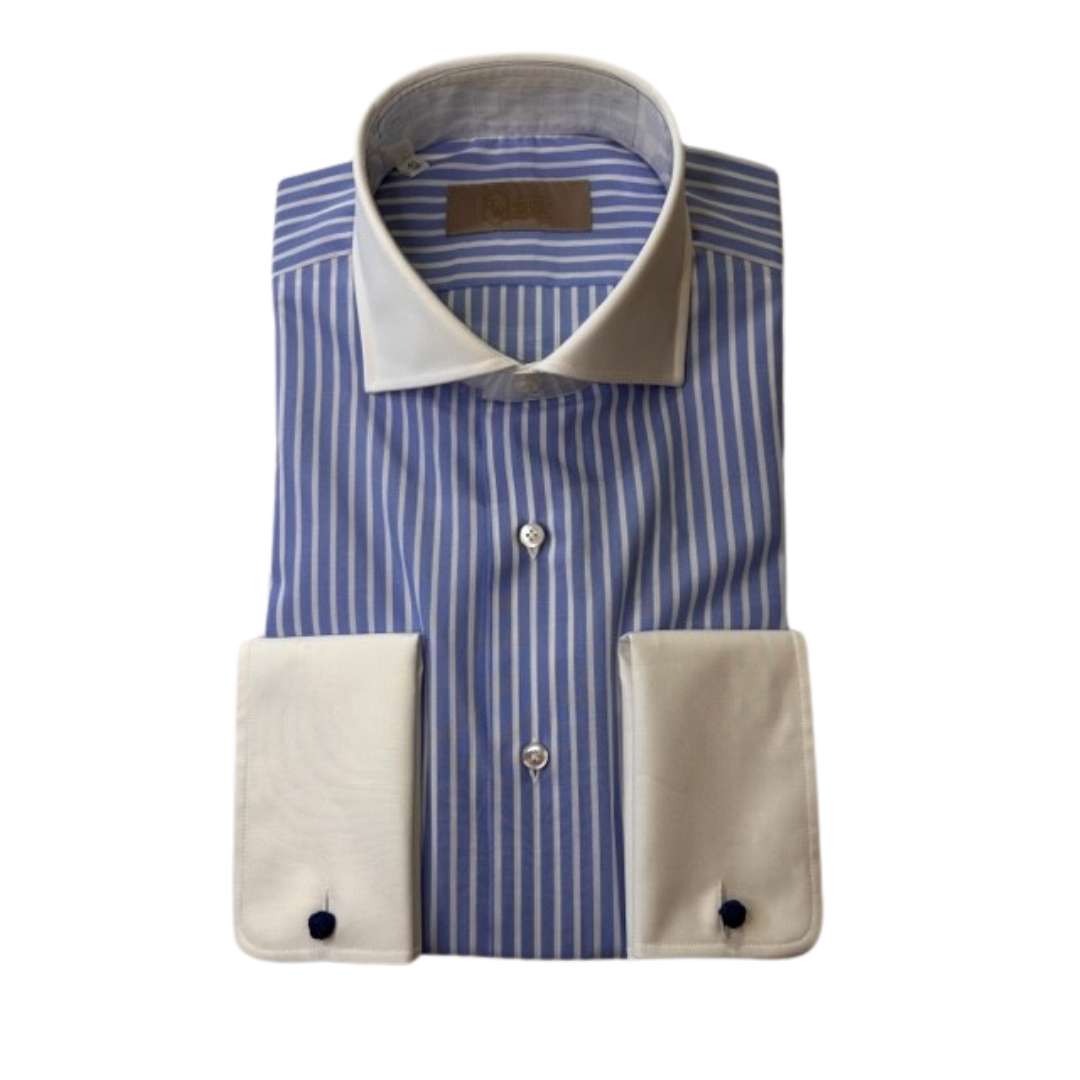 Rhodes Wood Italian Shirt  with white collar and cuff 