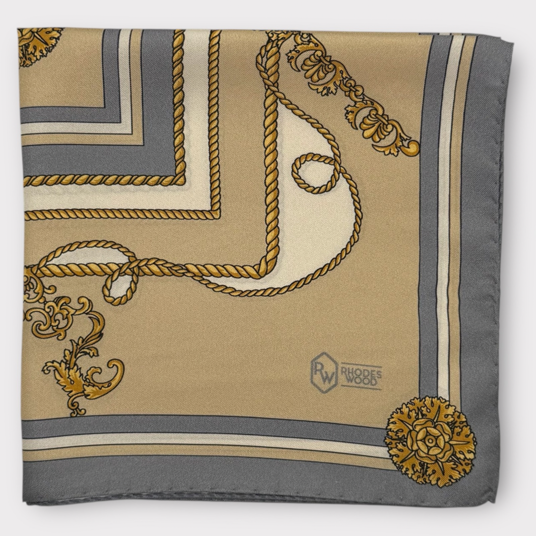 Rhodes Wood chain & rope pocket square